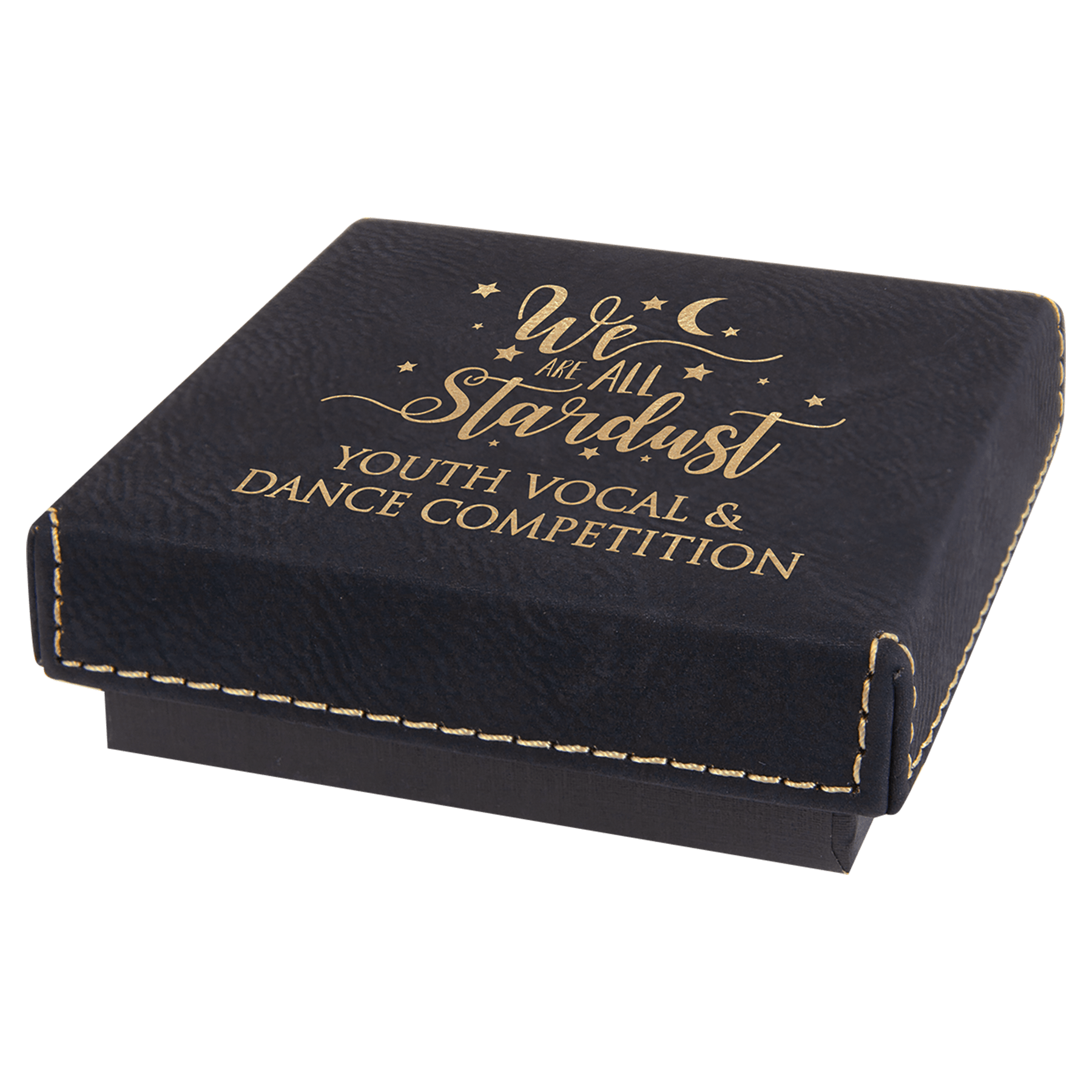 3 1/2" x 3 1/2"/Gold Medal Box with Laserable Leatherette Lid