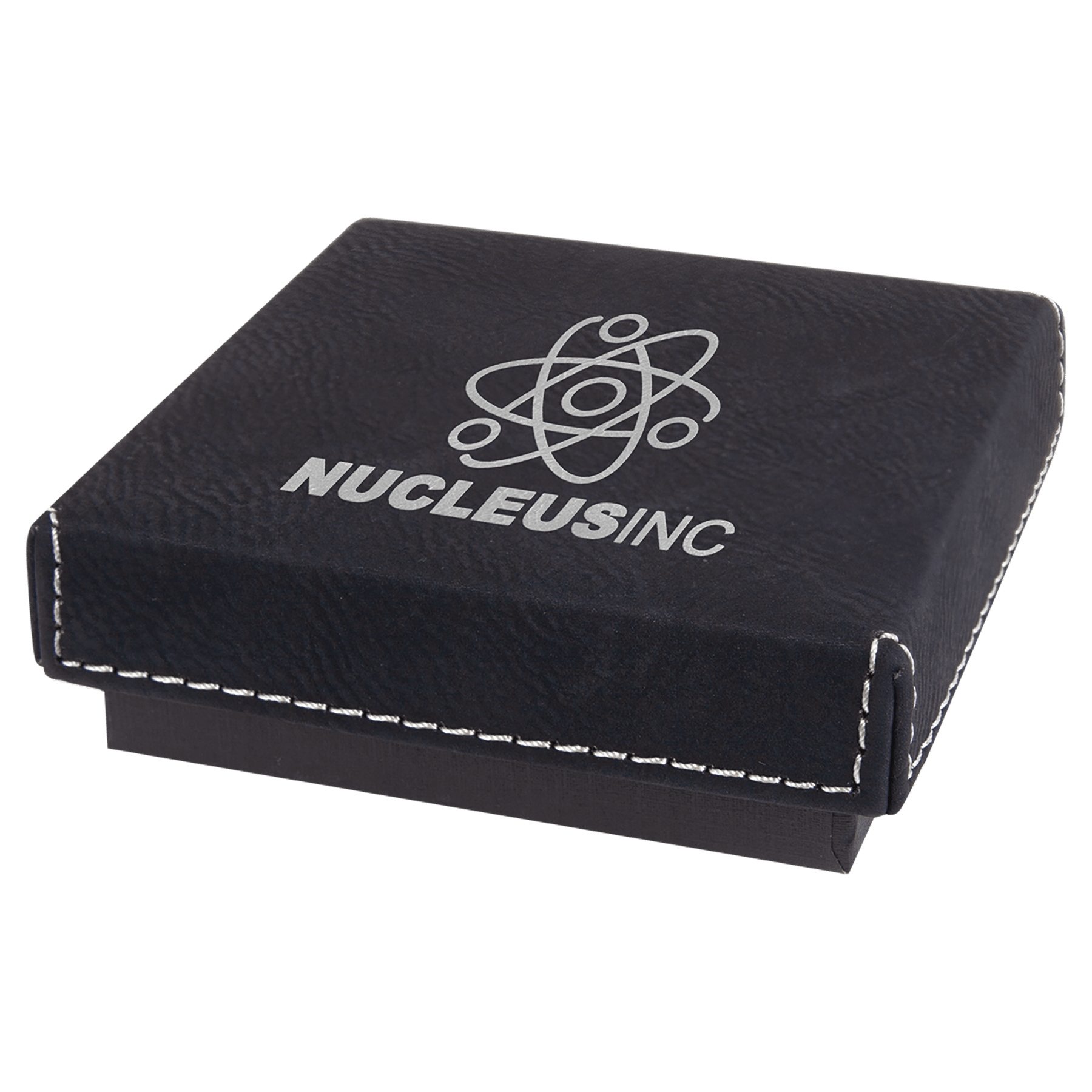 3 1/2" x 3 1/2"/Silver Medal Box with Laserable Leatherette Lid