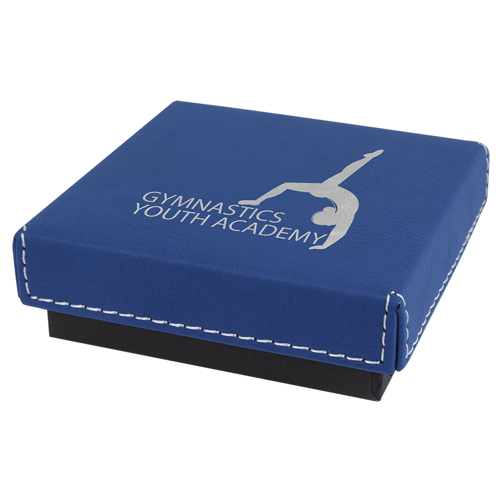 3 1/2" x 3 1/2"/Silver Medal Box with Laserable Leatherette Lid
