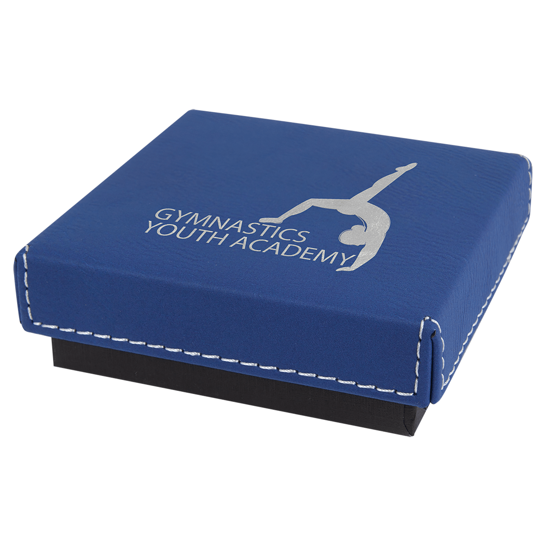 3 1/2" x 3 1/2"/Silver Medal Box with Laserable Leatherette Lid