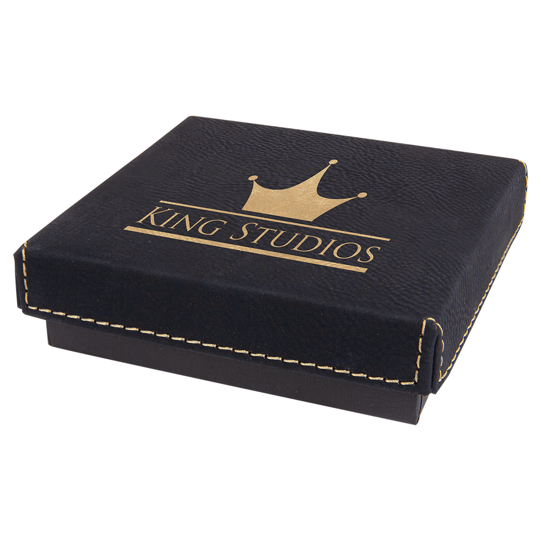 4" x 4"/Gold Medal Box with Laserable Leatherette Lid