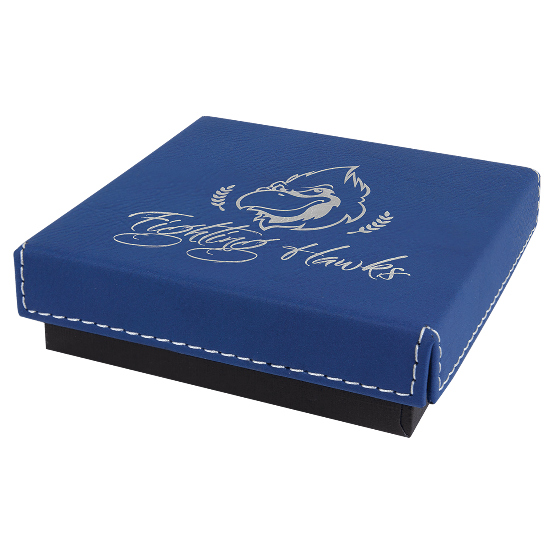 4" x 4"/Silver Medal Box with Laserable Leatherette Lid