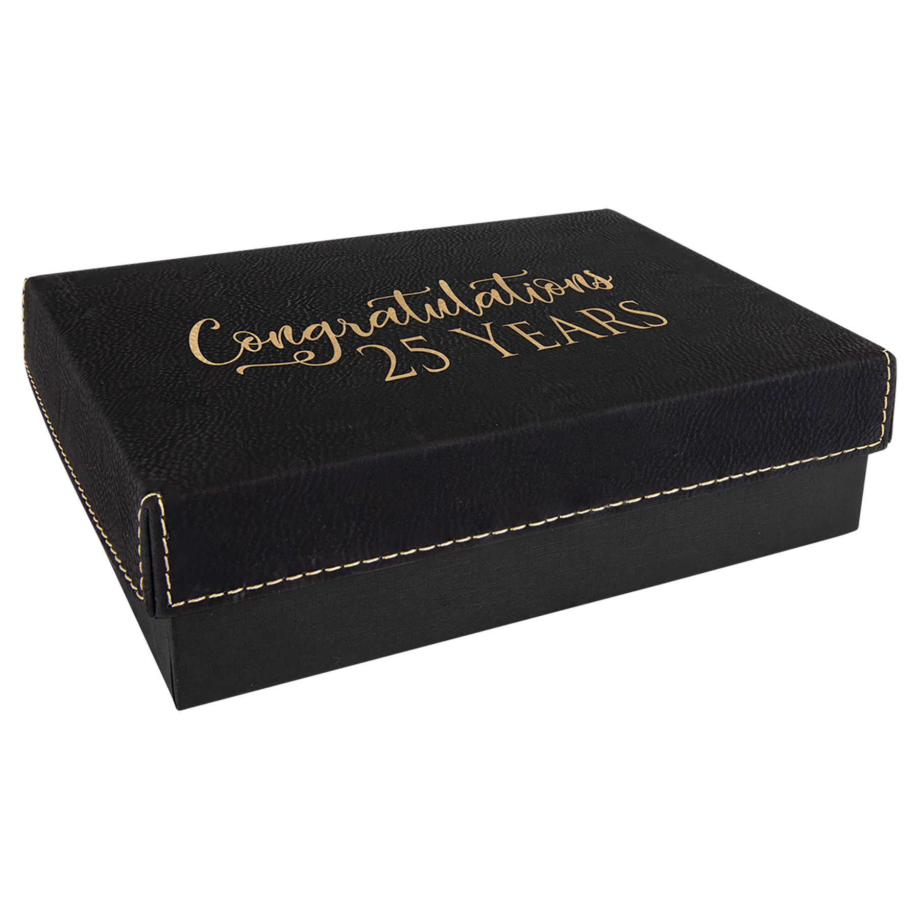7 3/8" x 5 3/4"/Gold Gift Box with Laserable Leatherette Lid