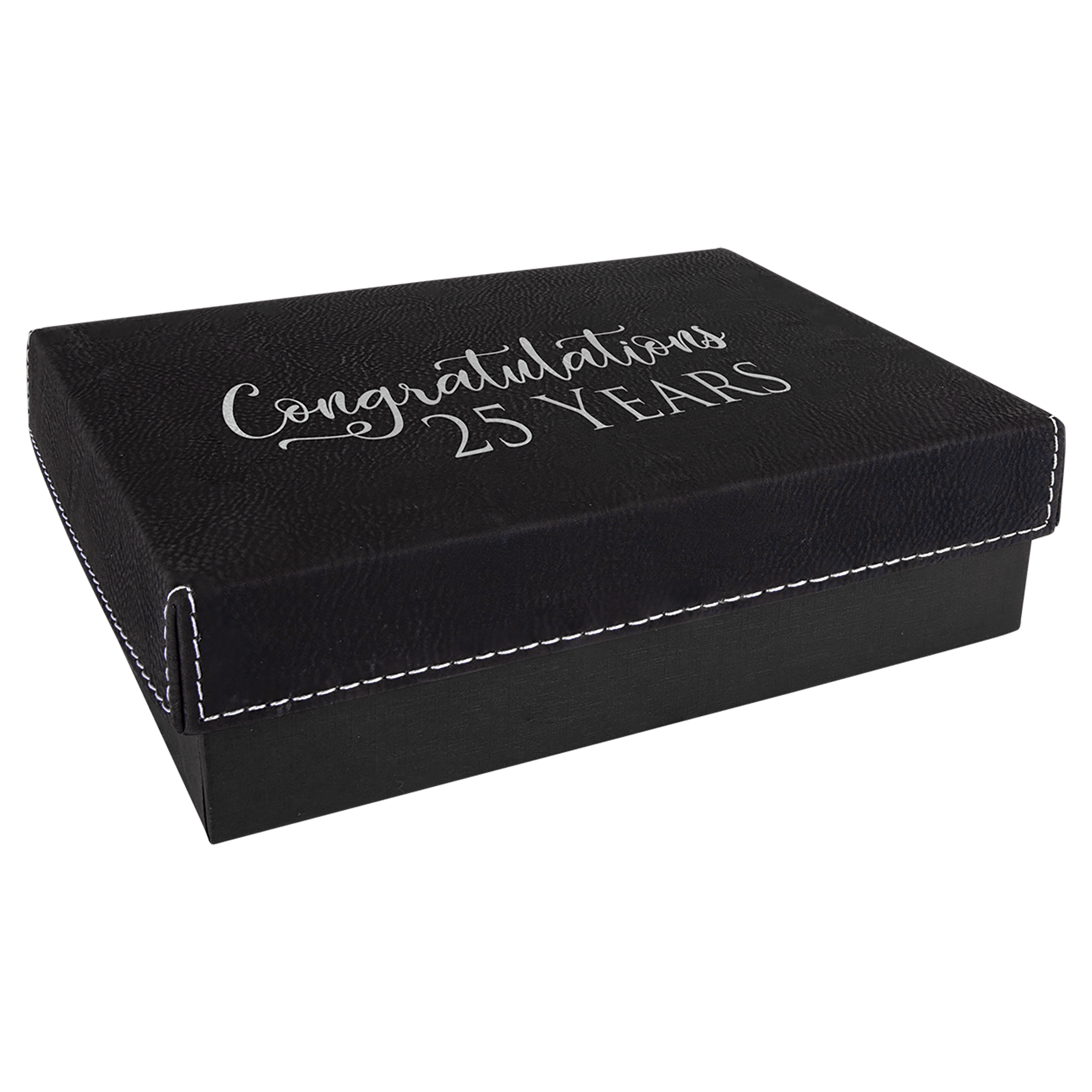 7 3 8" x 5 3/4"/Silver Gift Box with Laserable Leatherette Lid