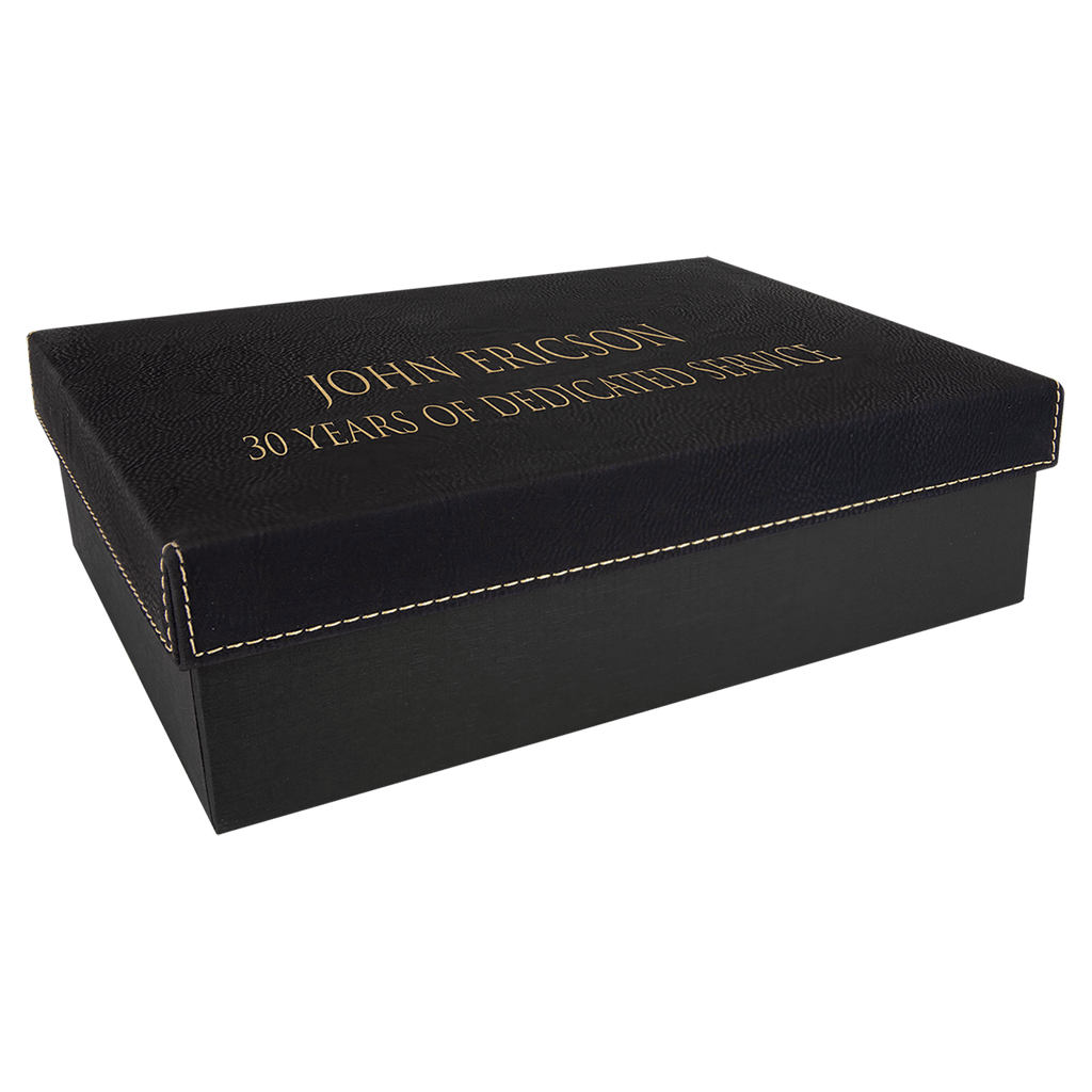 9 7/8" x 7 1/8"/Gold Gift Box with Laserable Leatherette Lid