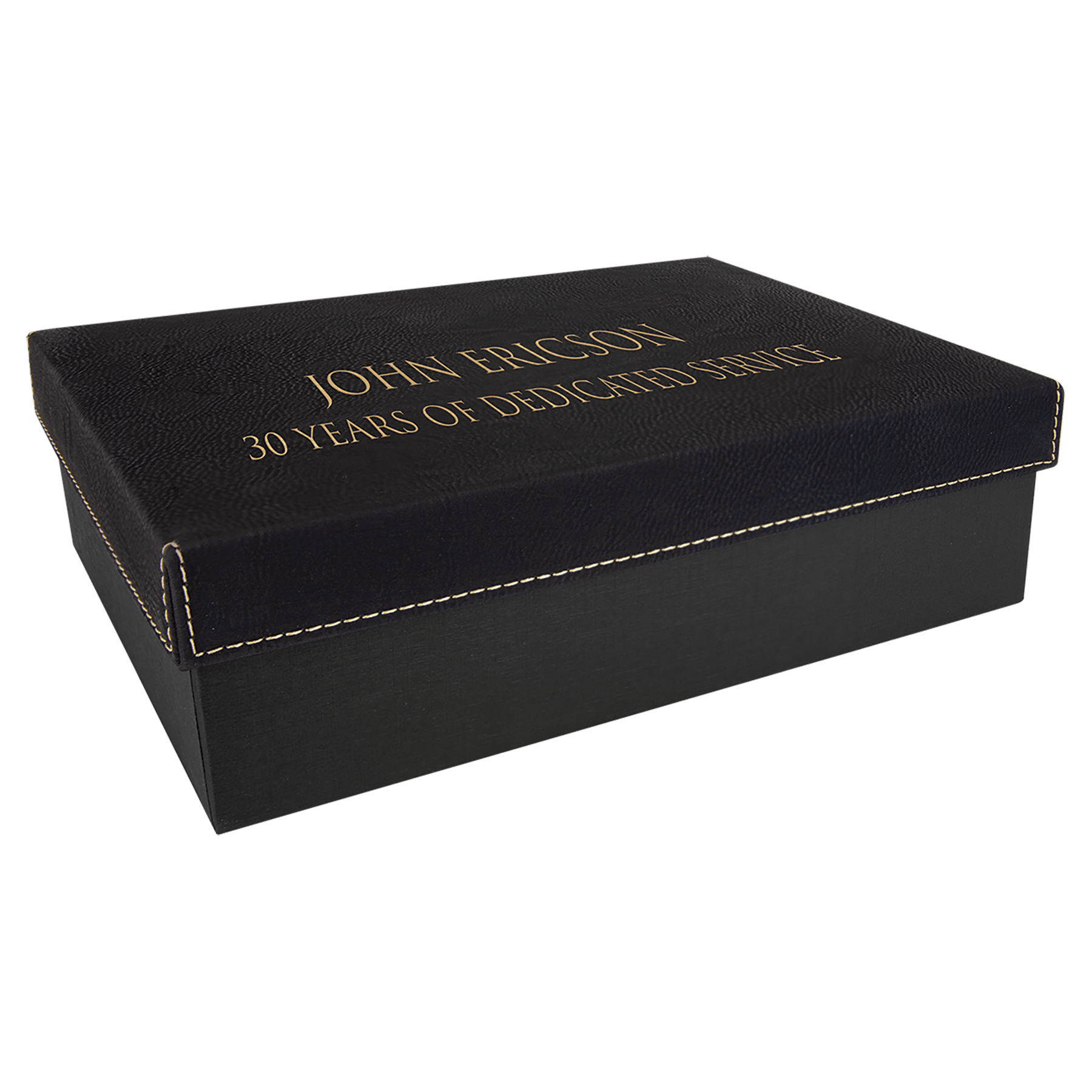 9 7/8" x 7 1/8"/Gold Gift Box with Laserable Leatherette Lid