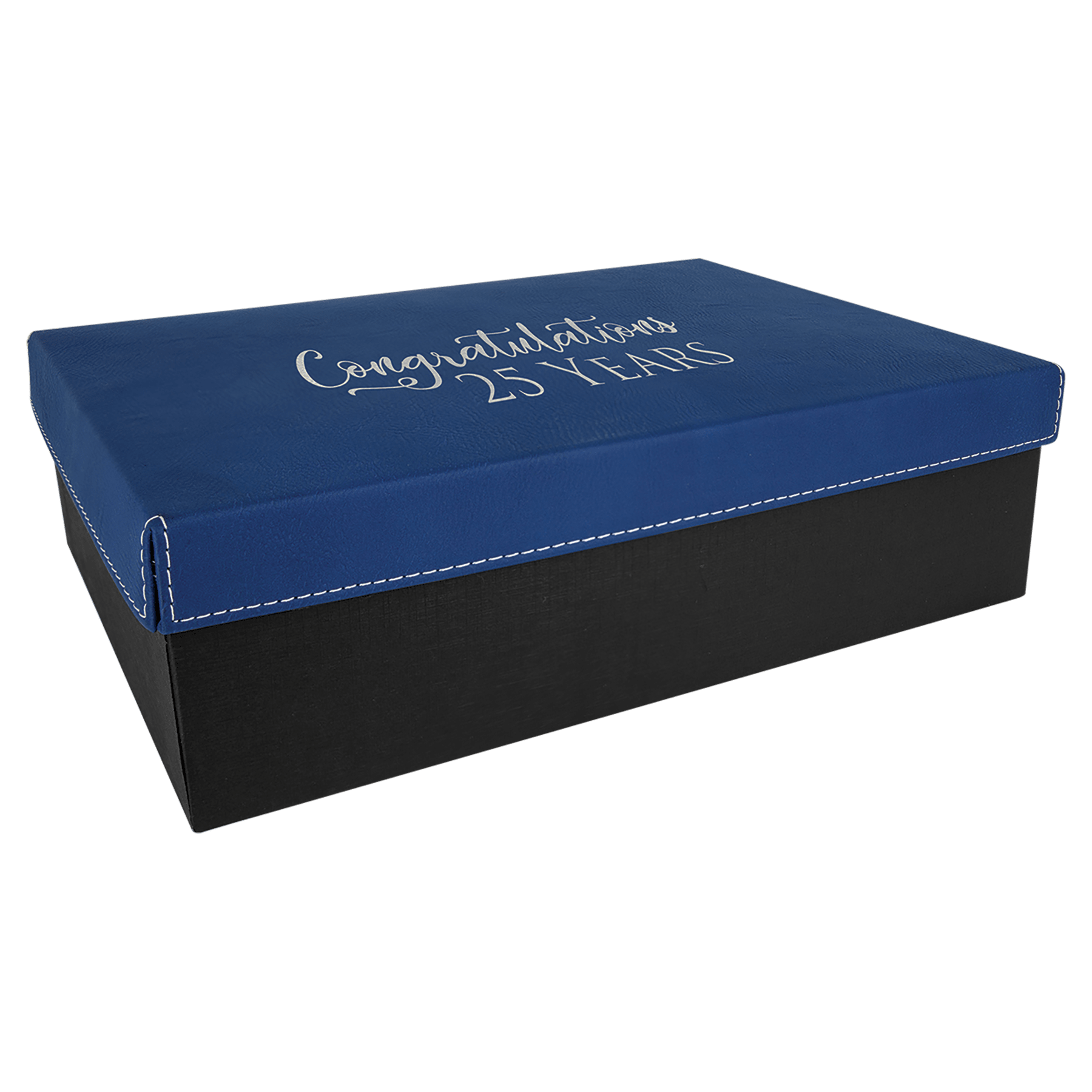 11 3/4" x 7 3/4"/Silver Gift Box with Laserable Leatherette Lid