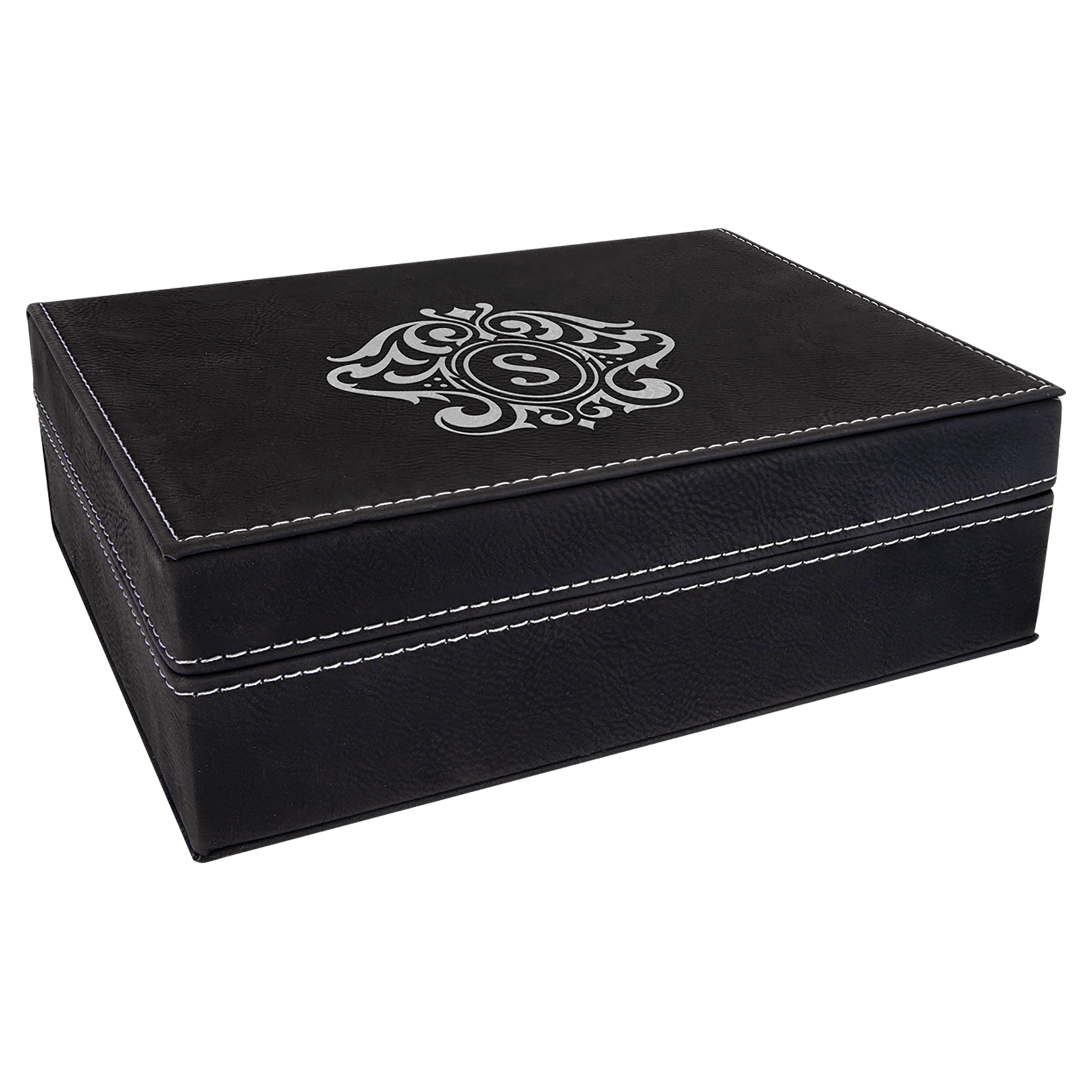 8" x 6 3/8"/Silver Laserable Leatherette Premium Gift Box