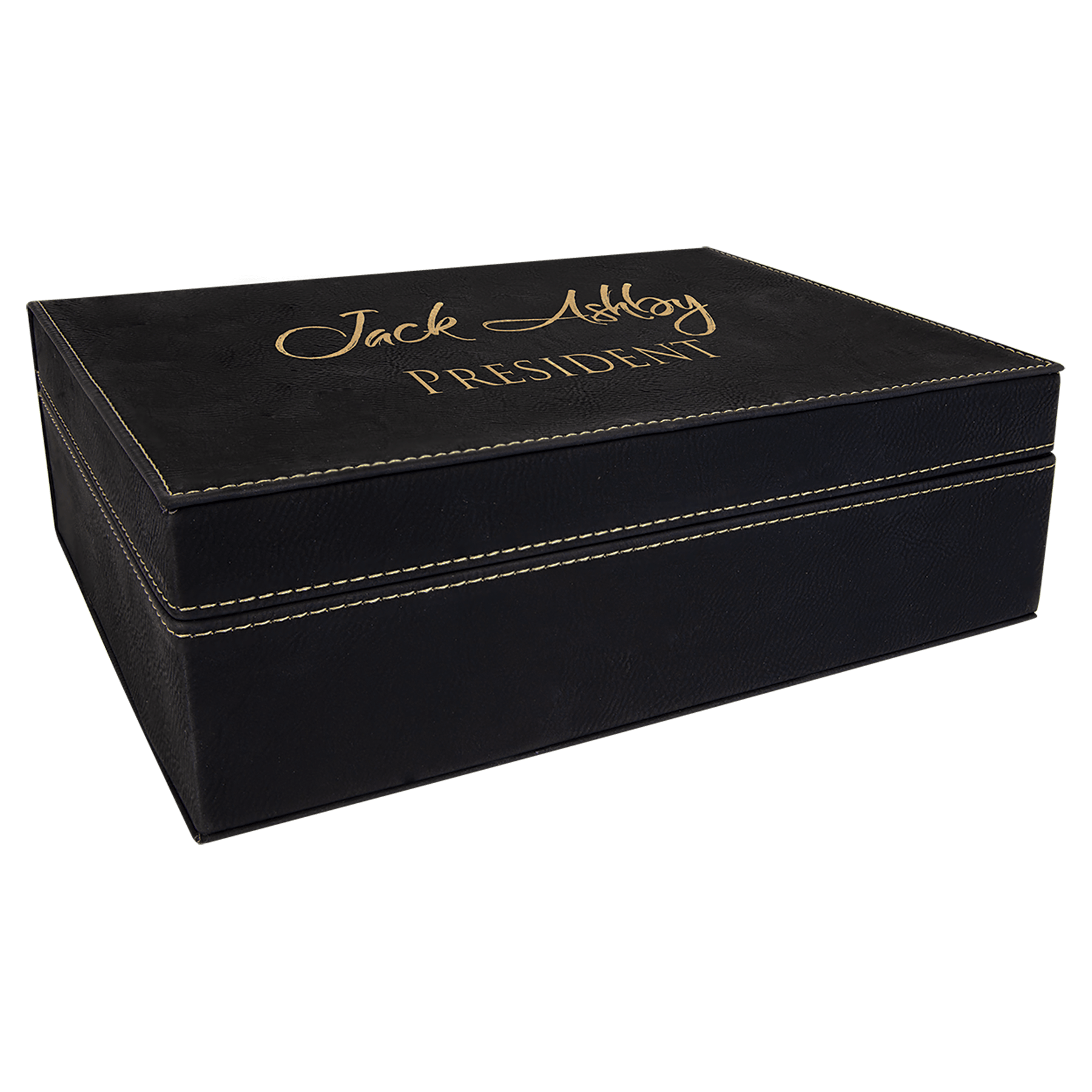 10 1/4" x 7 1/2"/Gold Laserable Leatherette Premium Gift Box