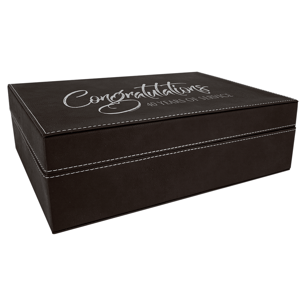 12 1/4" x  8 1/4"/Silver Laserable Leatherette Premium Gift Box