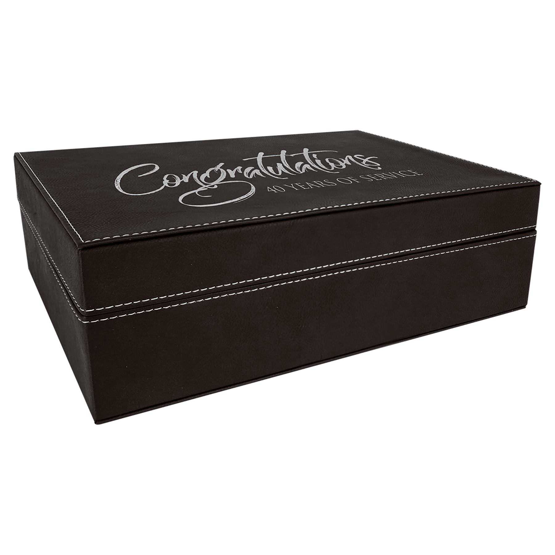 12 1/4" x  8 1/4"/Silver Laserable Leatherette Premium Gift Box