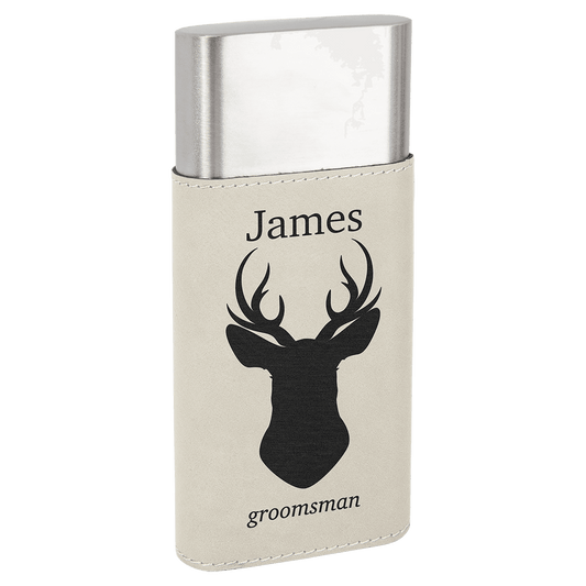 White Laserable Leatherette Cigar Case with Cutter