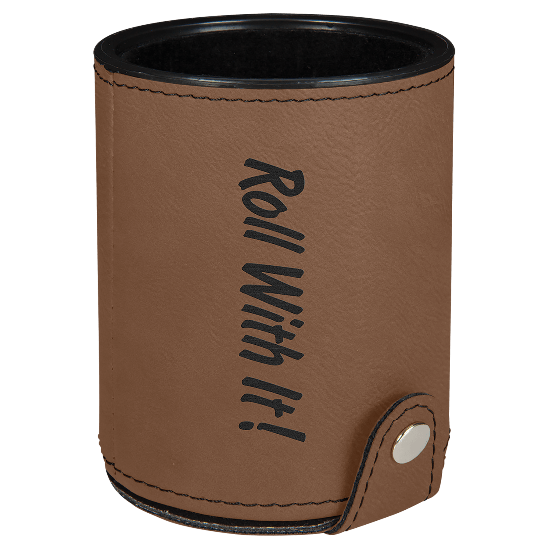 Dark Laserable Leatherette Dice Cup with 5 Dice