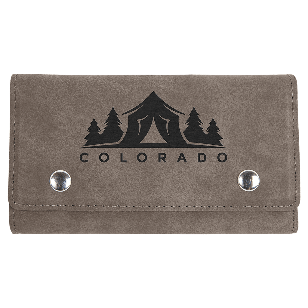 Gray Laserable Leatherette Card & Dice Set