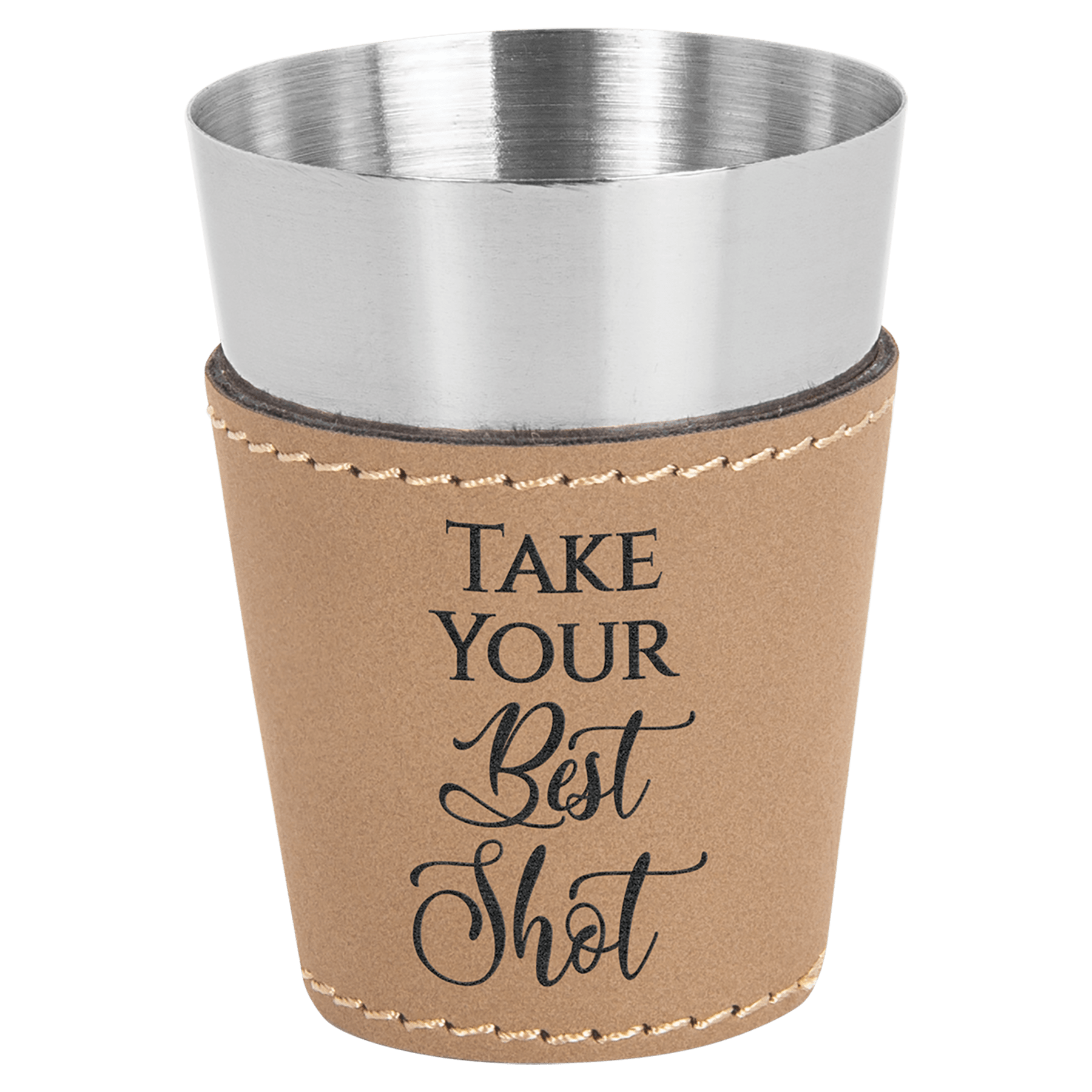 2 oz. Light Laserable Leatherette & Stainless Steel Shot Glass