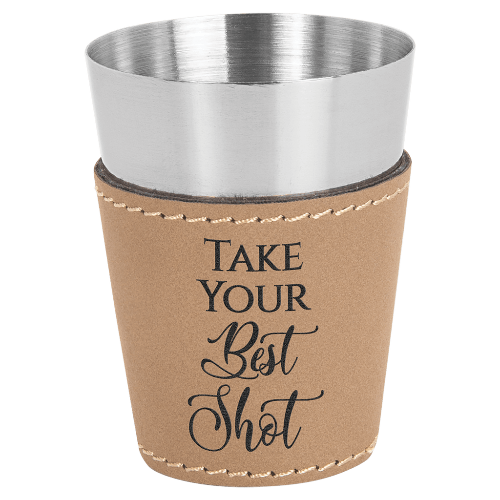 2 oz. Light Laserable Leatherette & Stainless Steel Shot Glass
