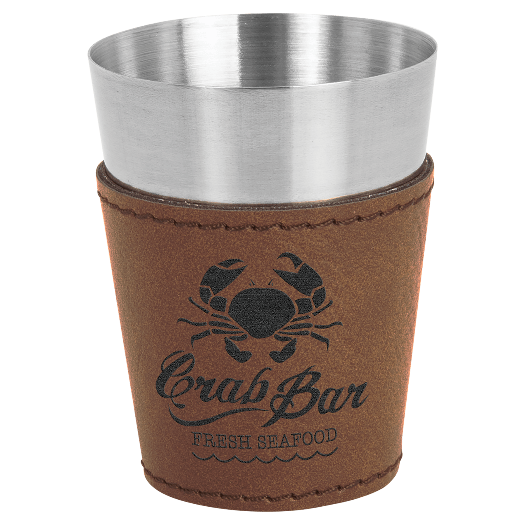 2 oz. Dark Laserable Leatherette & Stainless Steel Shot Glass