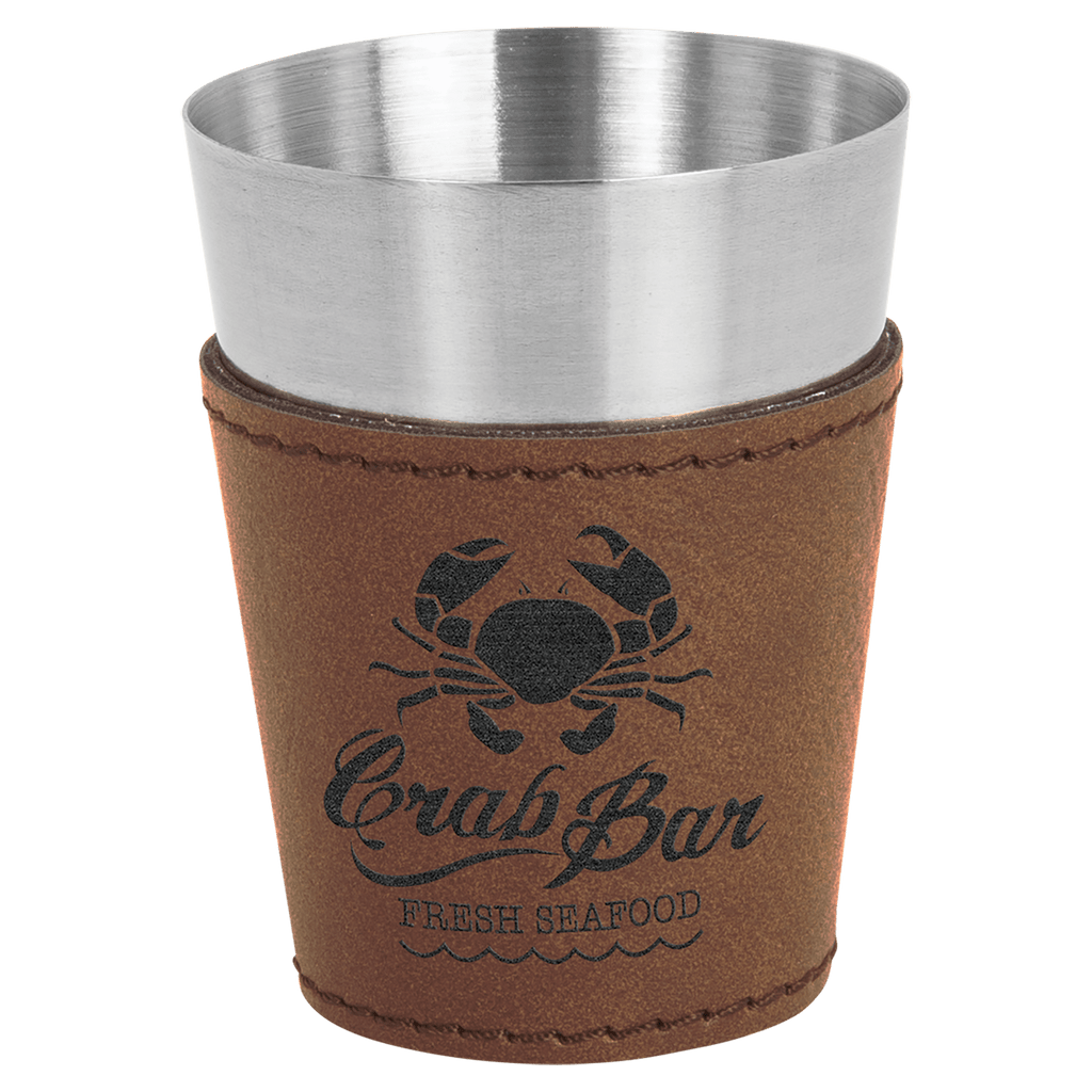 2 oz. Dark Laserable Leatherette & Stainless Steel Shot Glass