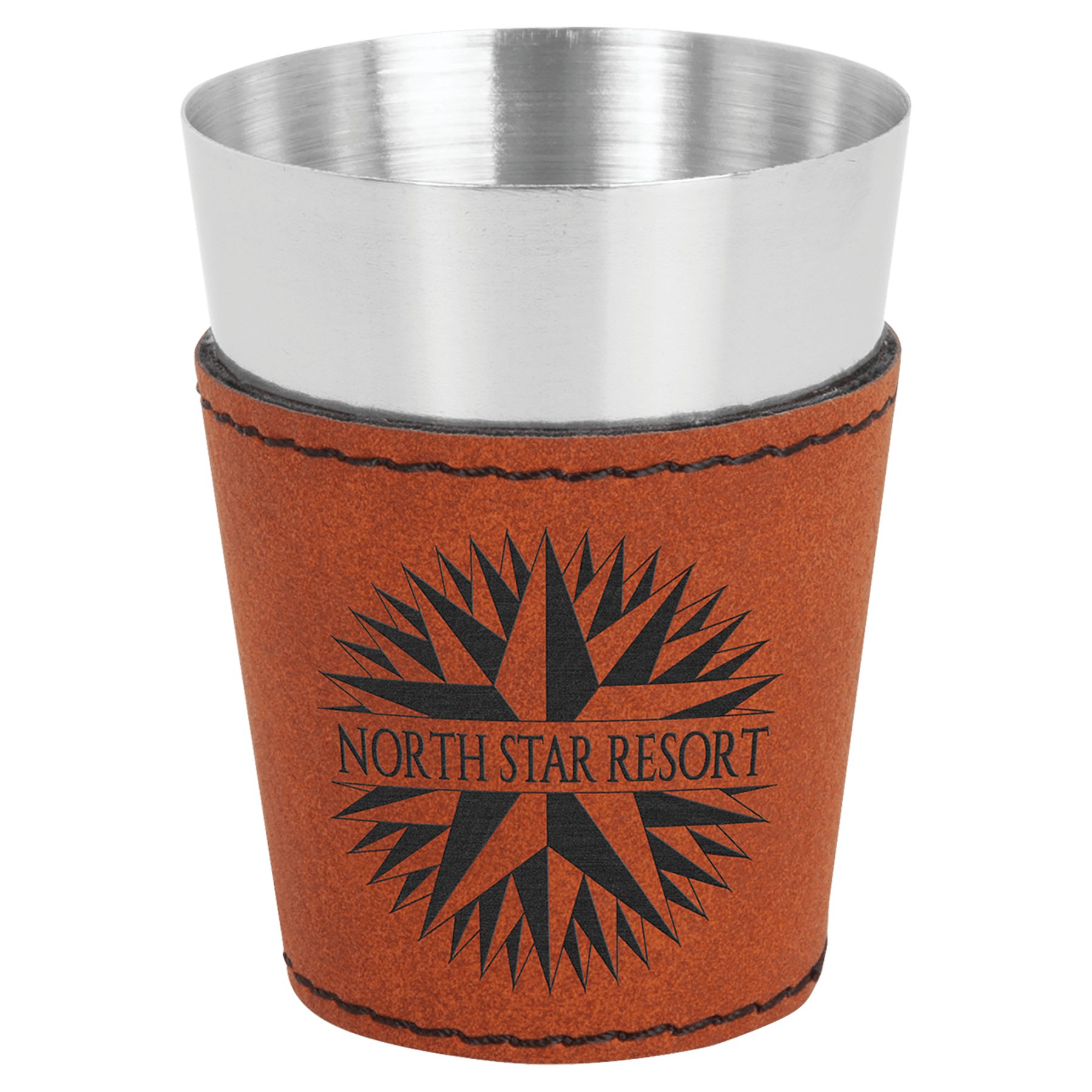 2 oz. Rawhide Laserable Leatherette & Stainless Steel Shot Glass
