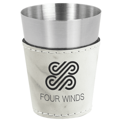 2 oz. Marble Laserable Leatherette & Stainless Steel Shot Glass