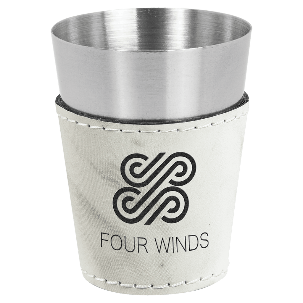 2 oz. Marble Laserable Leatherette & Stainless Steel Shot Glass