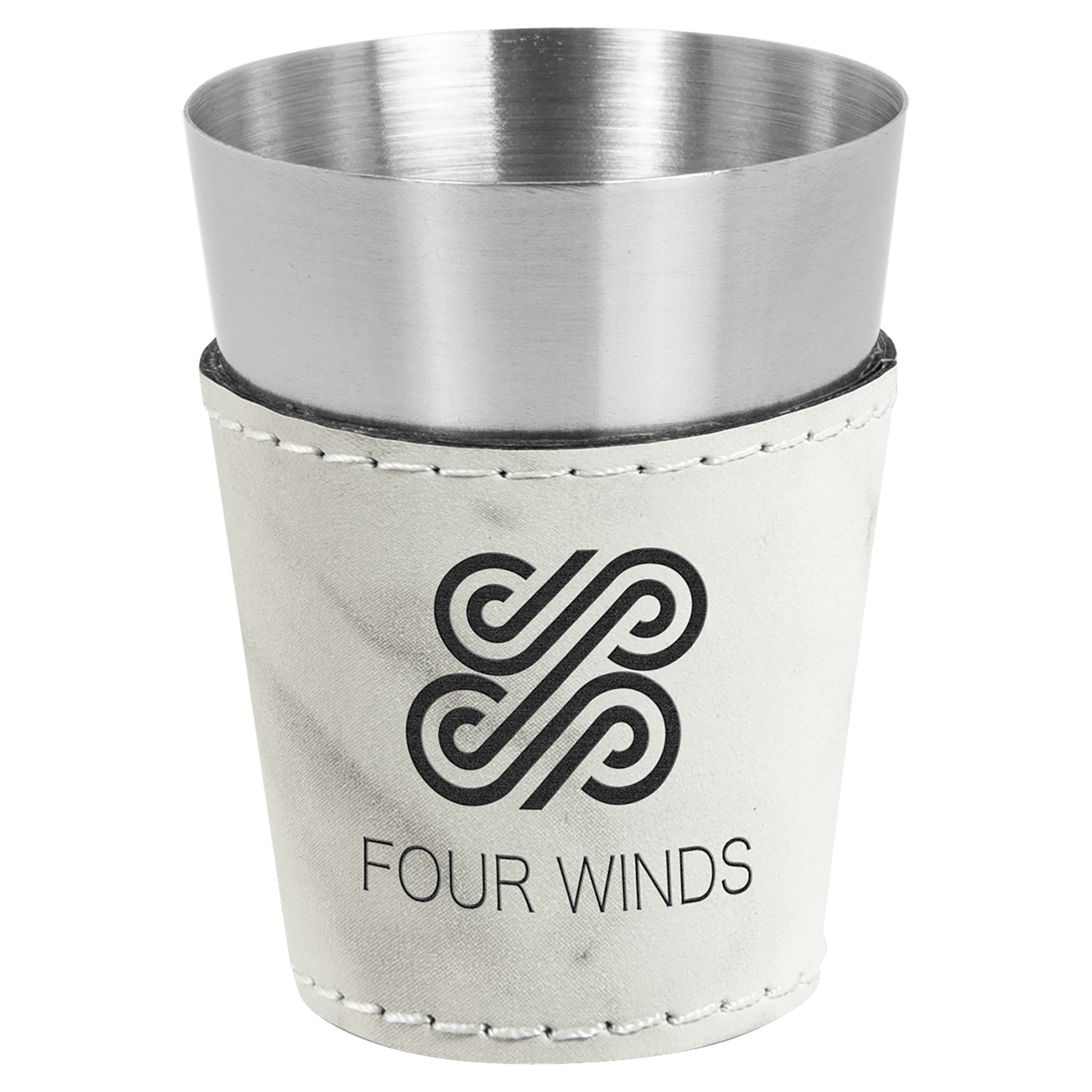 2 oz. Marble Laserable Leatherette & Stainless Steel Shot Glass