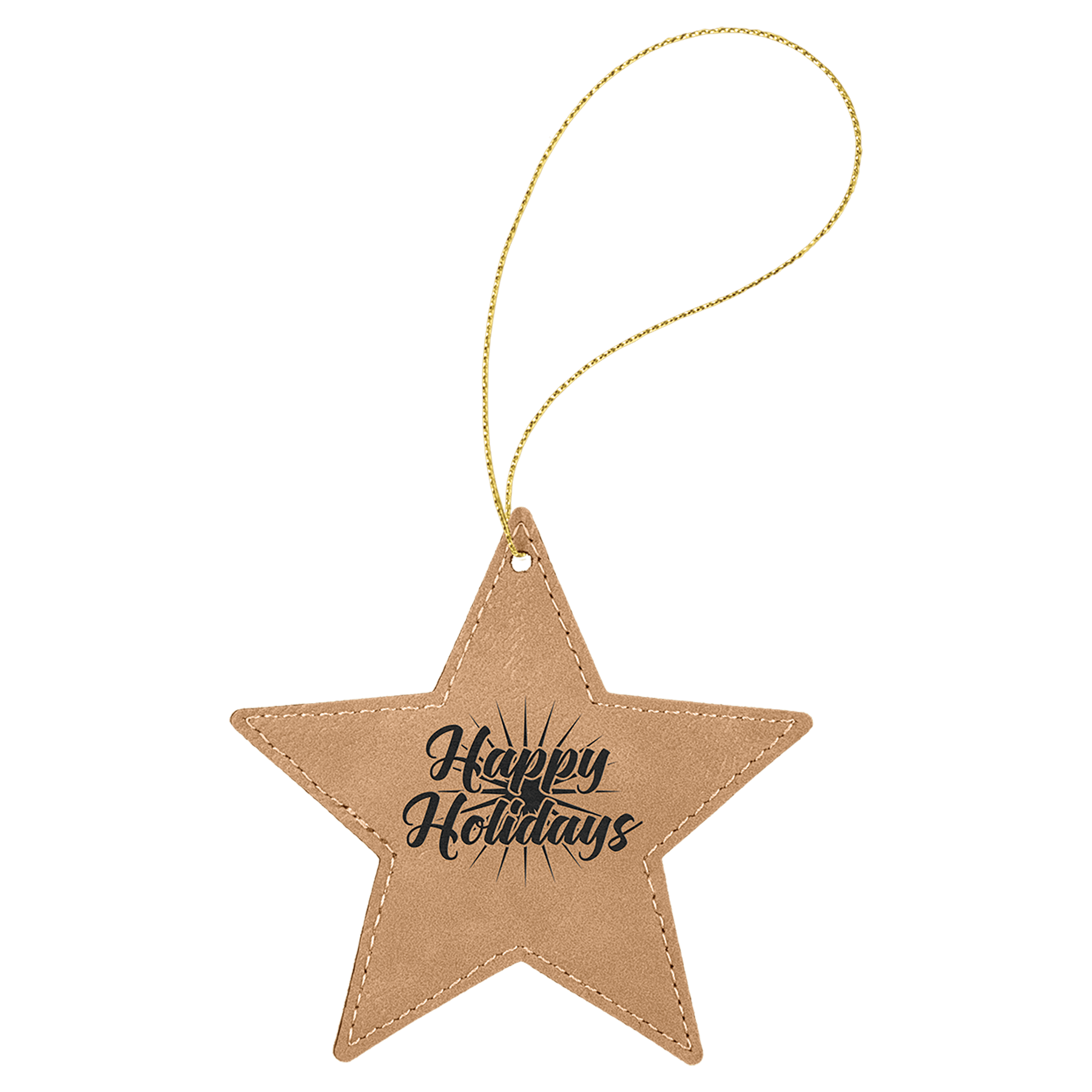 Light Brown Laserable Leatherette Star Ornament with String