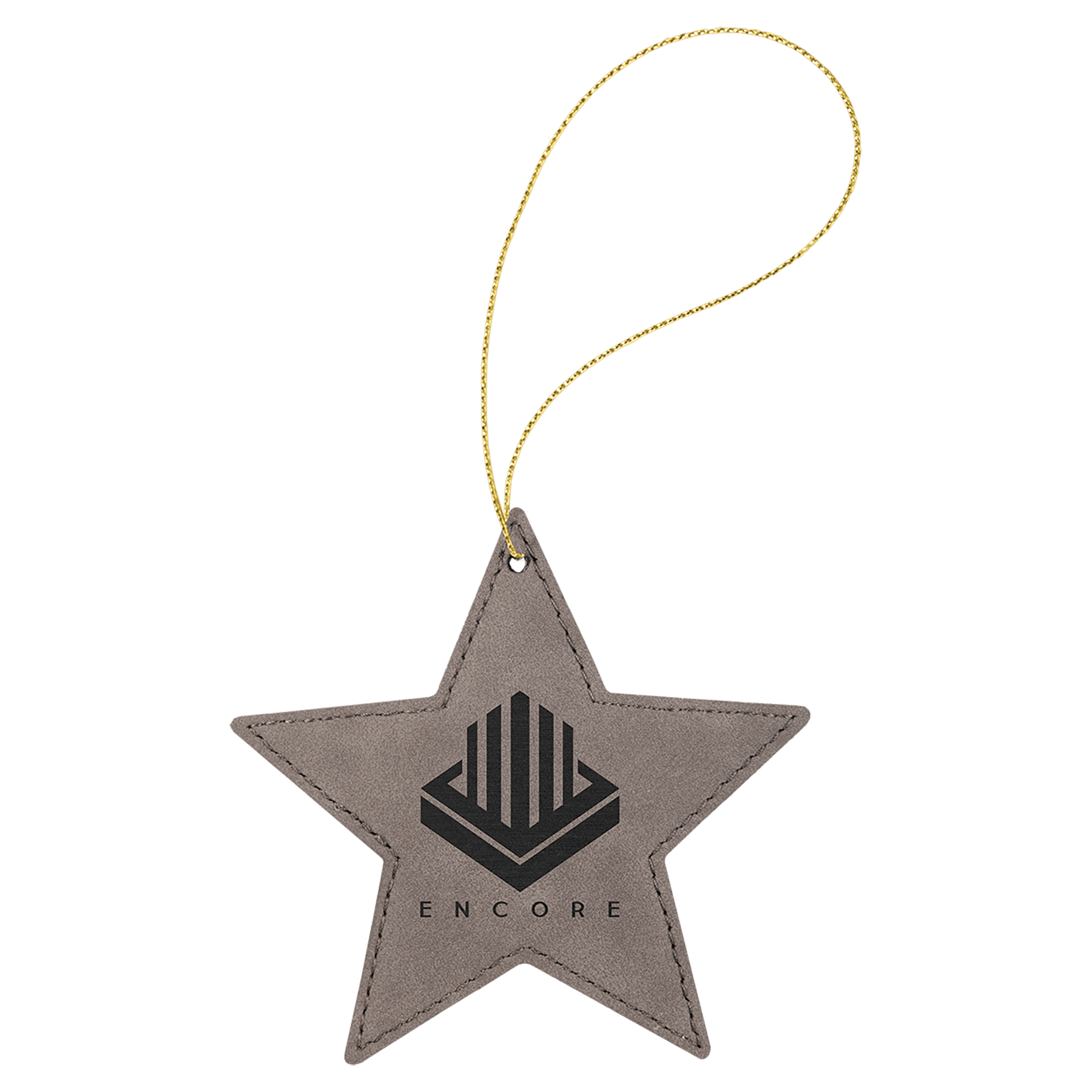 Gray Laserable Leatherette Star Ornament with String