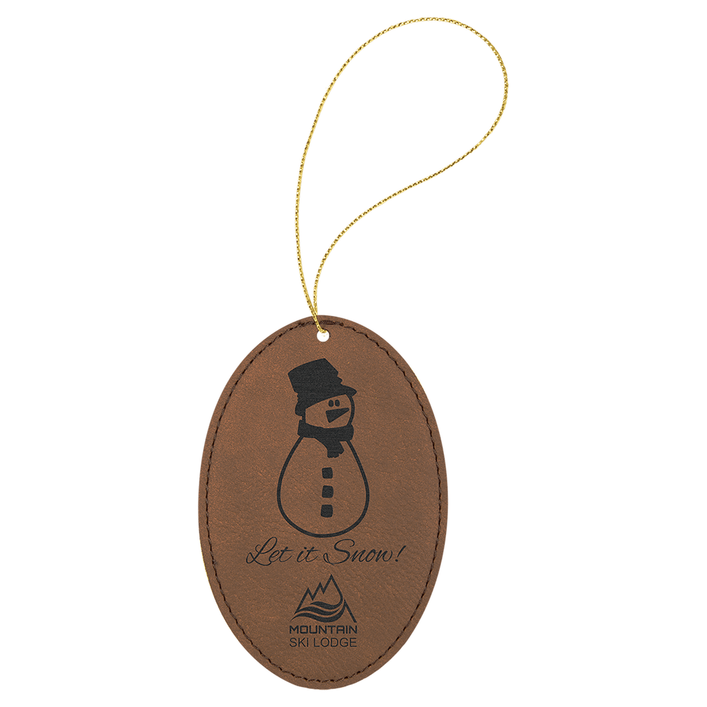 Dark Brown Laserable Leatherette Oval Ornament with String