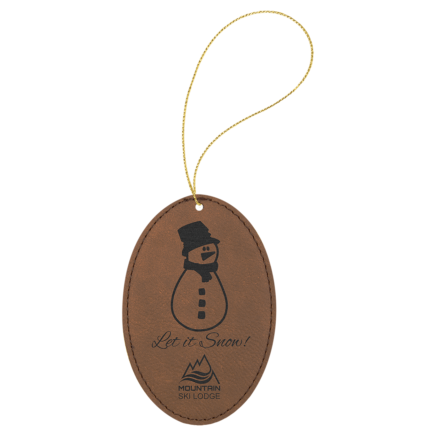 Dark Brown Laserable Leatherette Oval Ornament with String