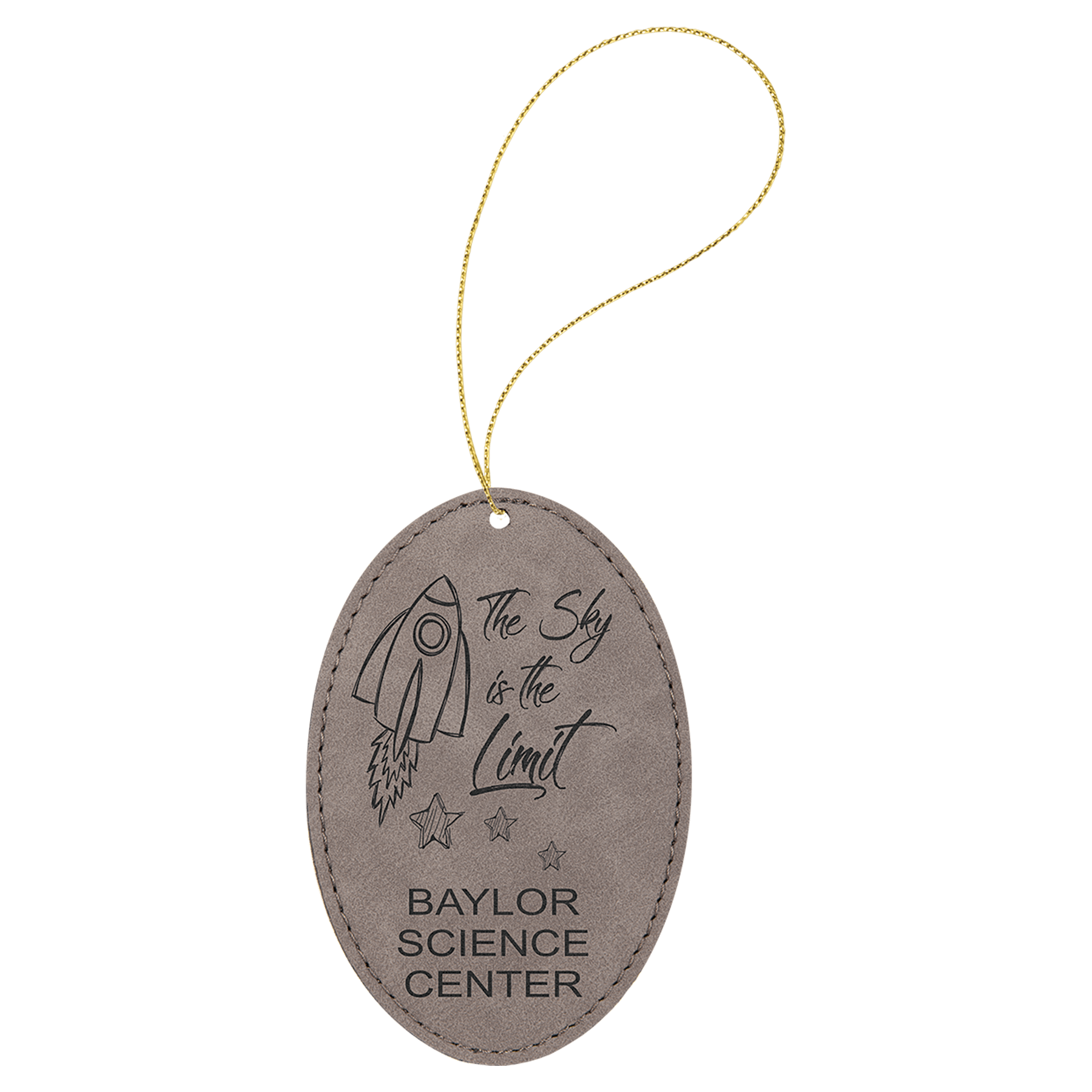 Gray Laserable Leatherette Oval Ornament with String