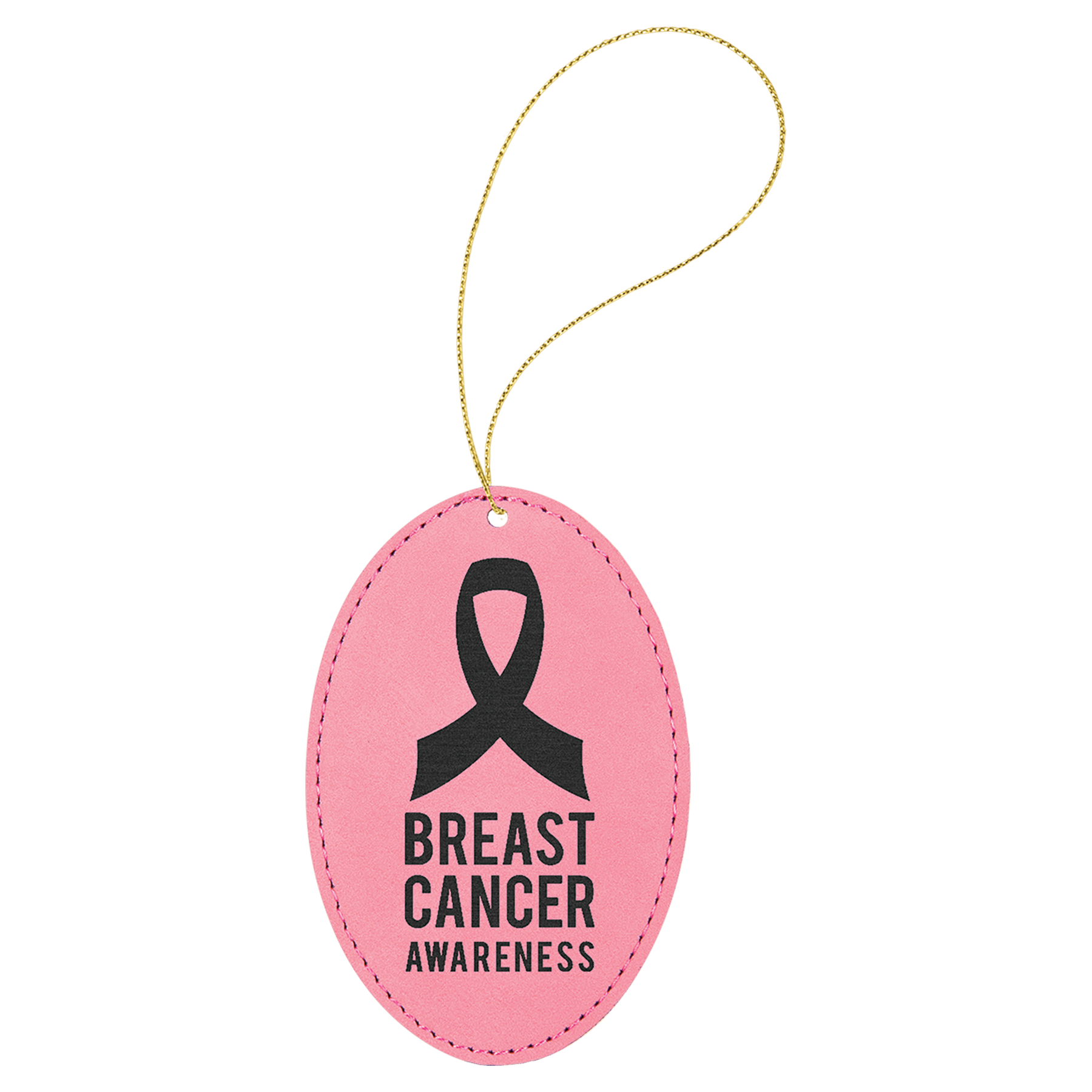 Pink Laserable Leatherette Oval Ornament with String