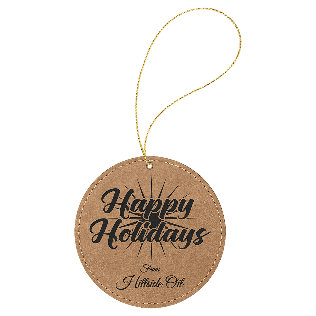 Light Brown Laserable Leatherette Round Ornament with String