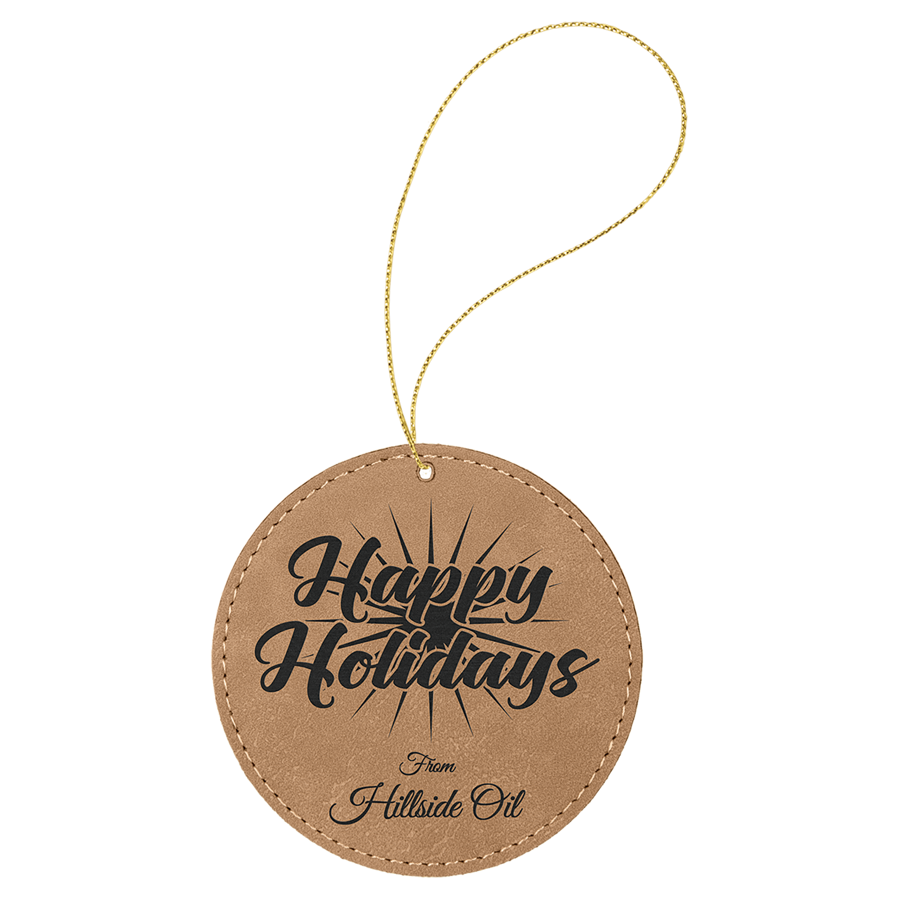 Light Brown Laserable Leatherette Round Ornament with String