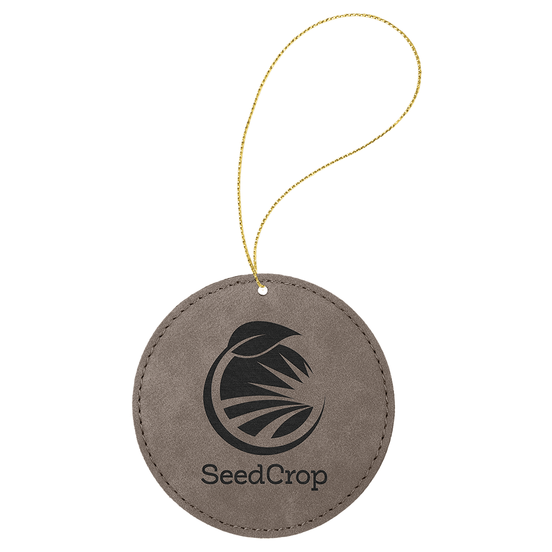 Gray Laserable Leatherette Round Ornament with String