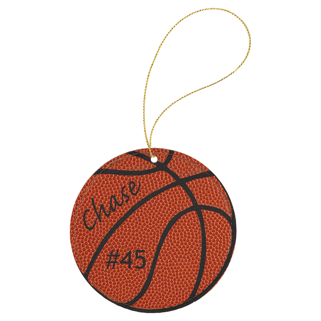 Basketball Laserable Leatherette Round Ornament with String