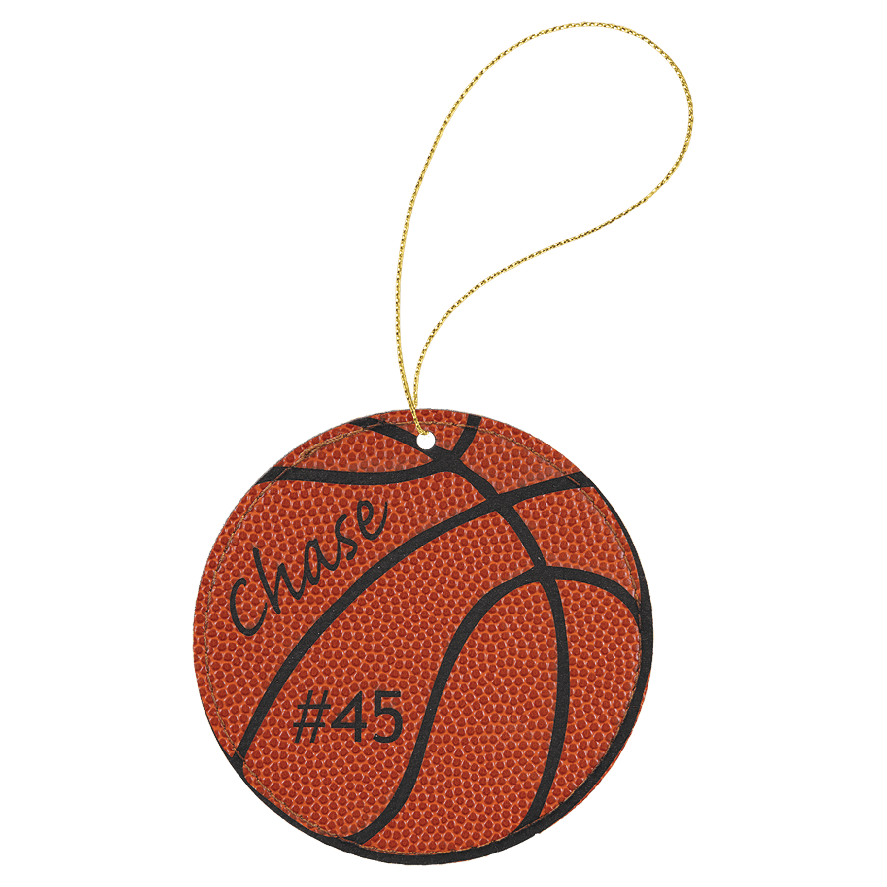 Basketball Laserable Leatherette Round Ornament with String