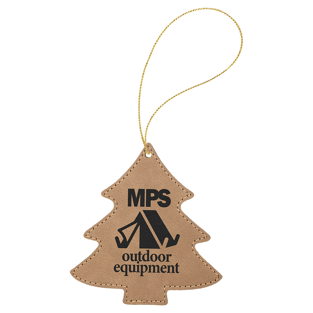 Light Brown Laserable Leatherette Tree Ornament with String