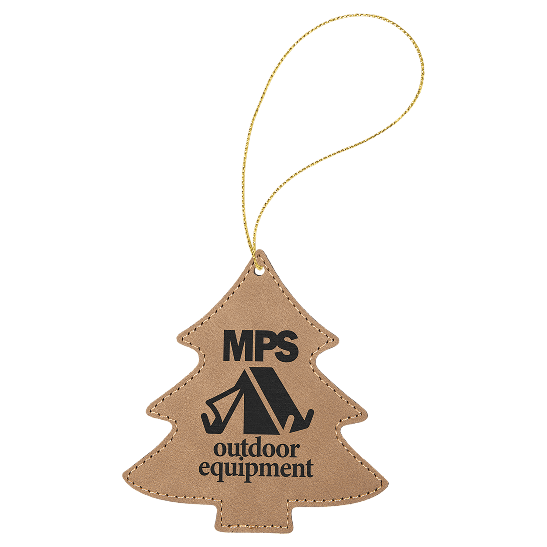 Light Brown Laserable Leatherette Tree Ornament with String