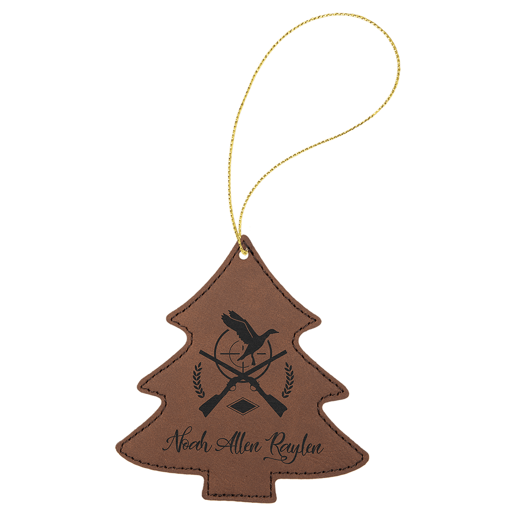 Dark Brown Laserable Leatherette Tree Ornament with String