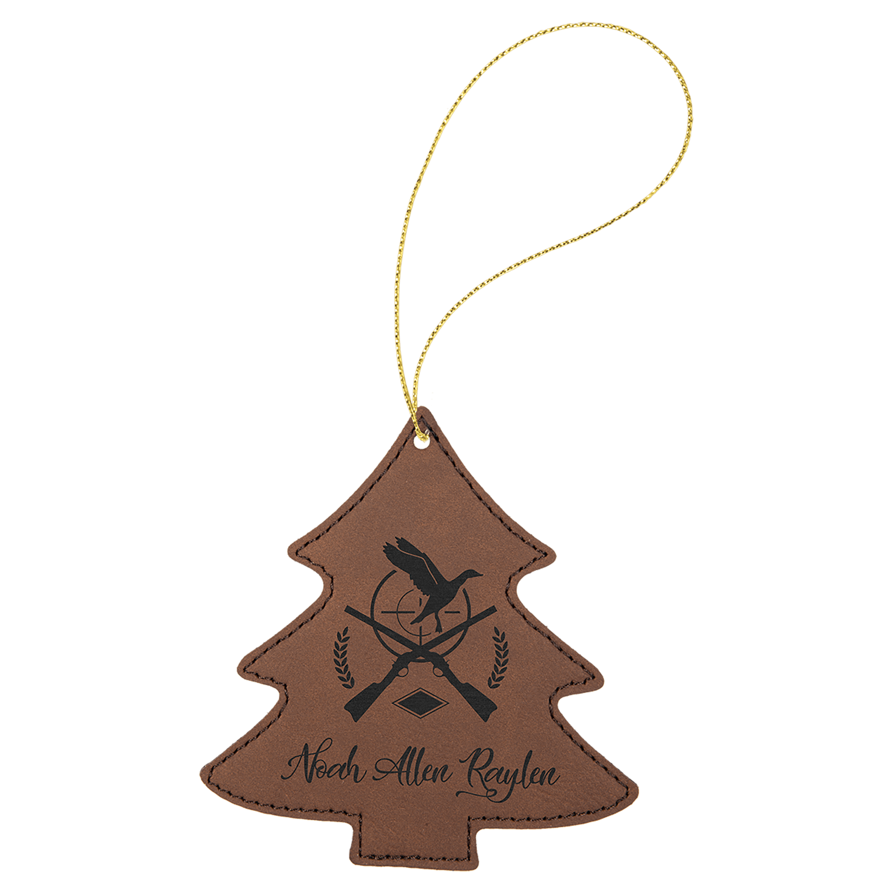 Dark Brown Laserable Leatherette Tree Ornament with String