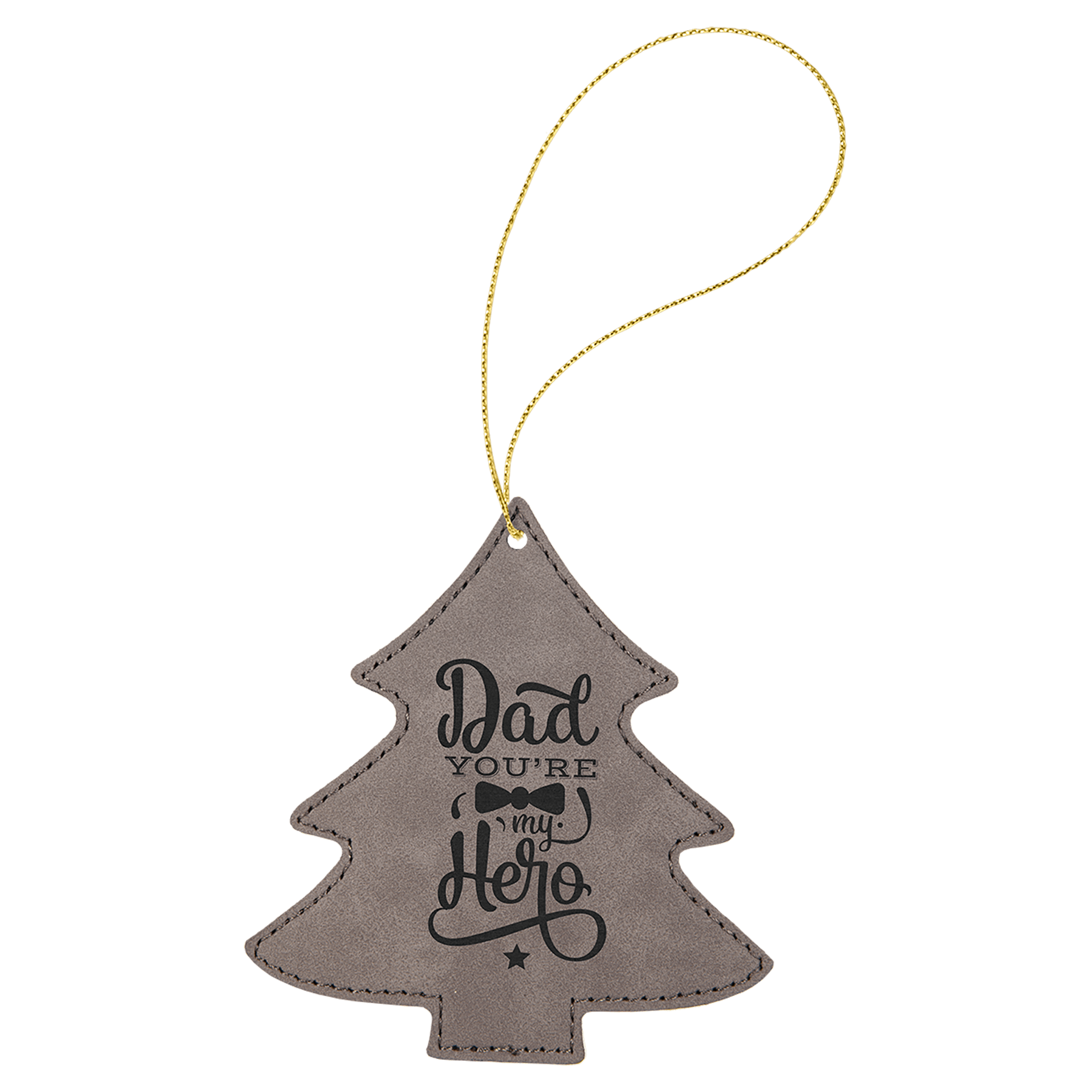 Gray Laserable Leatherette Tree Ornament with String