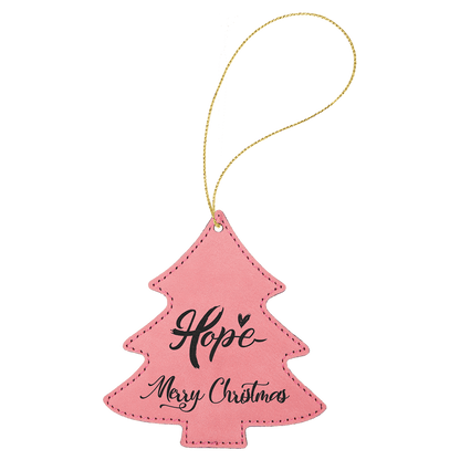 Pink Laserable Leatherette Tree Ornament with String