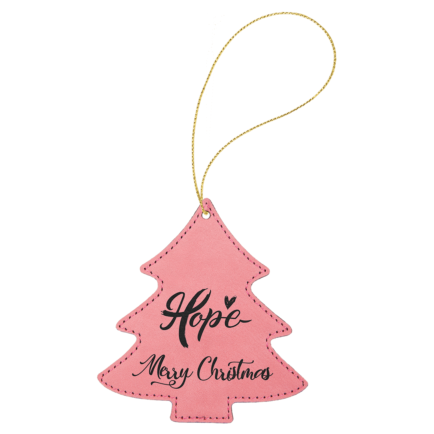 Pink Laserable Leatherette Tree Ornament with String