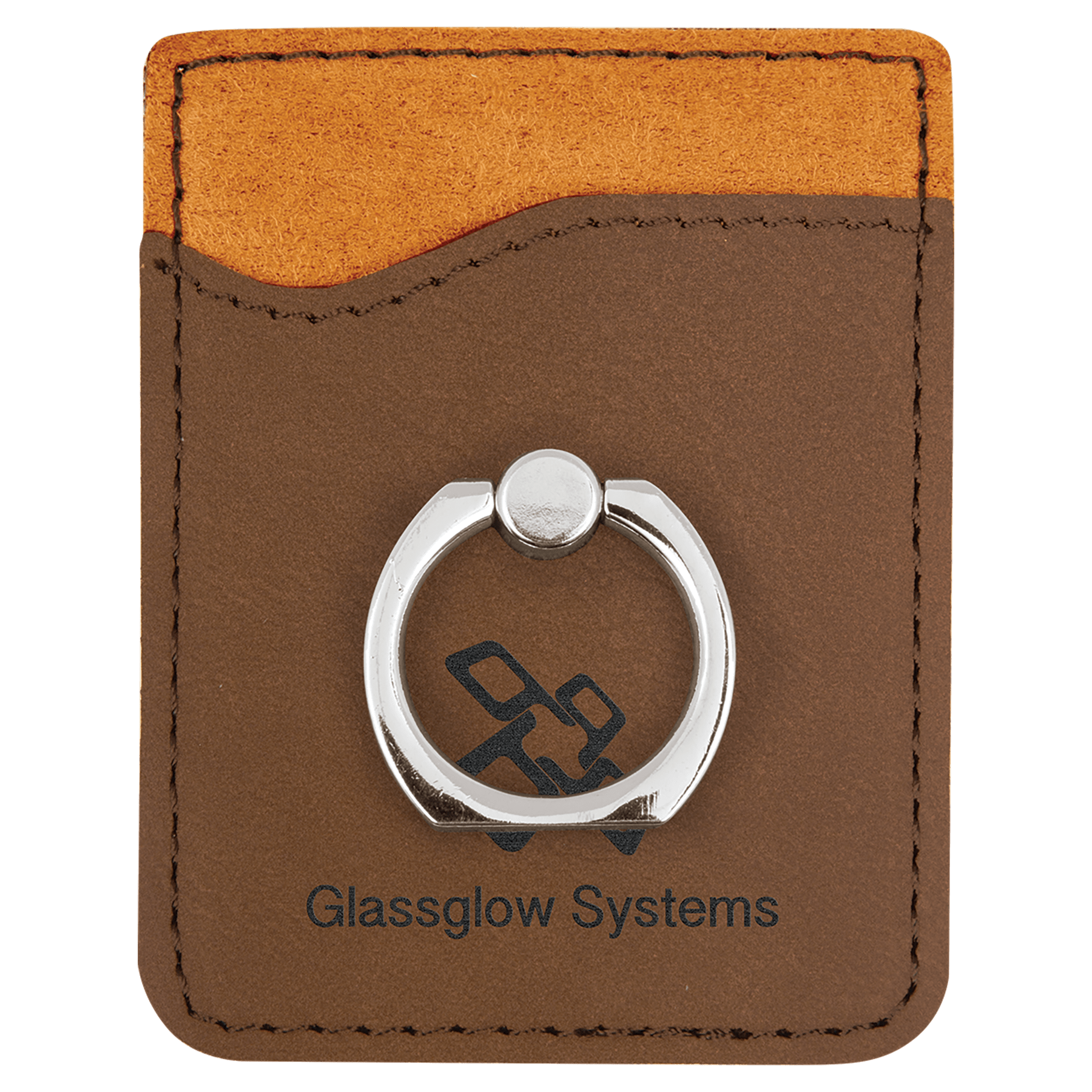 Dark Brown Laserable Leatherette Phone Wallet with Ring