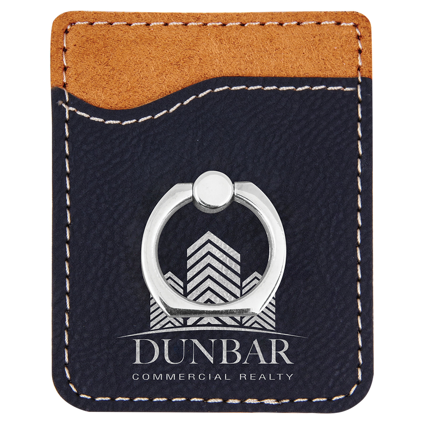 Black/Silver Laserable Leatherette Phone Wallet with Ring