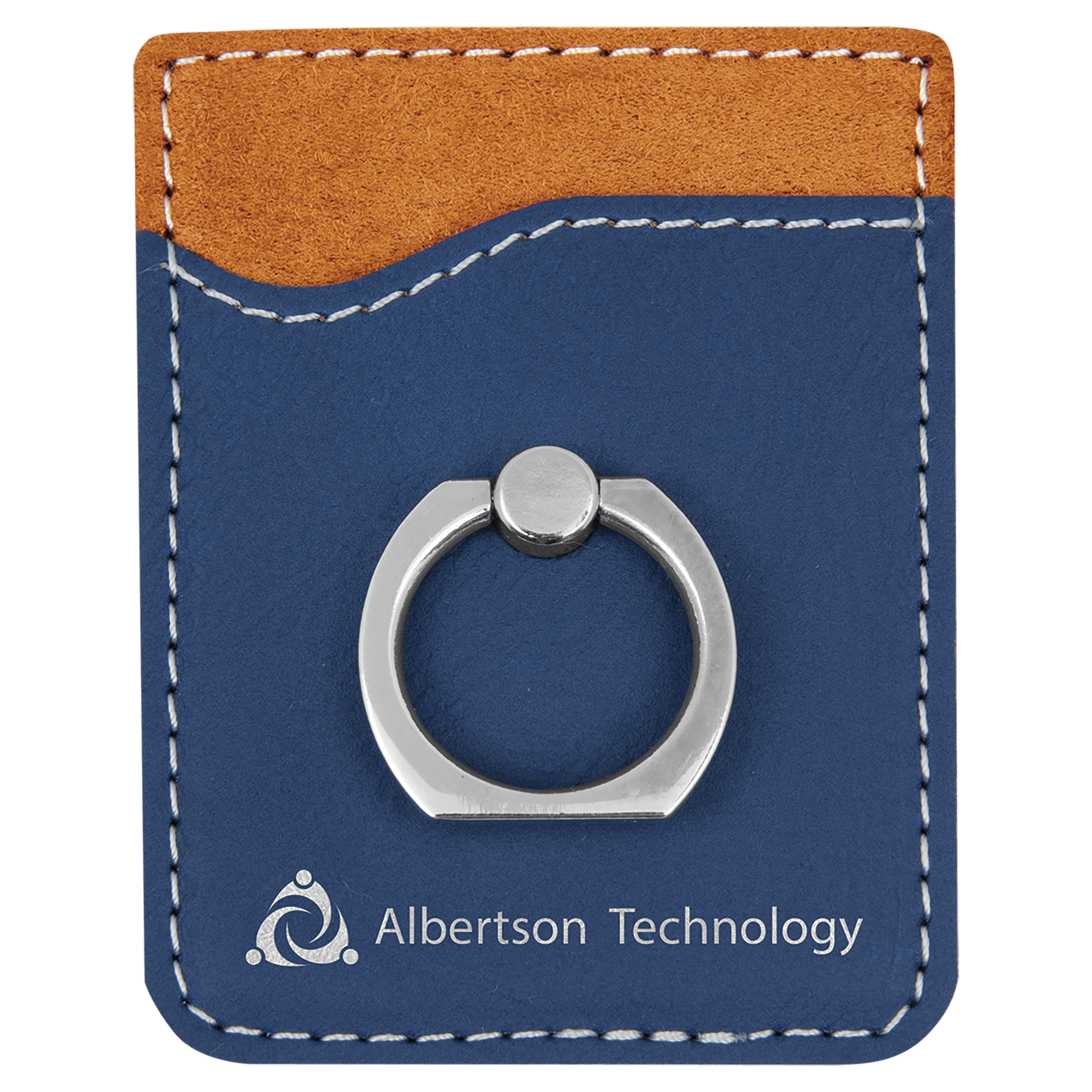 Blue/Silver Laserable Leatherette Phone Wallet with Ring