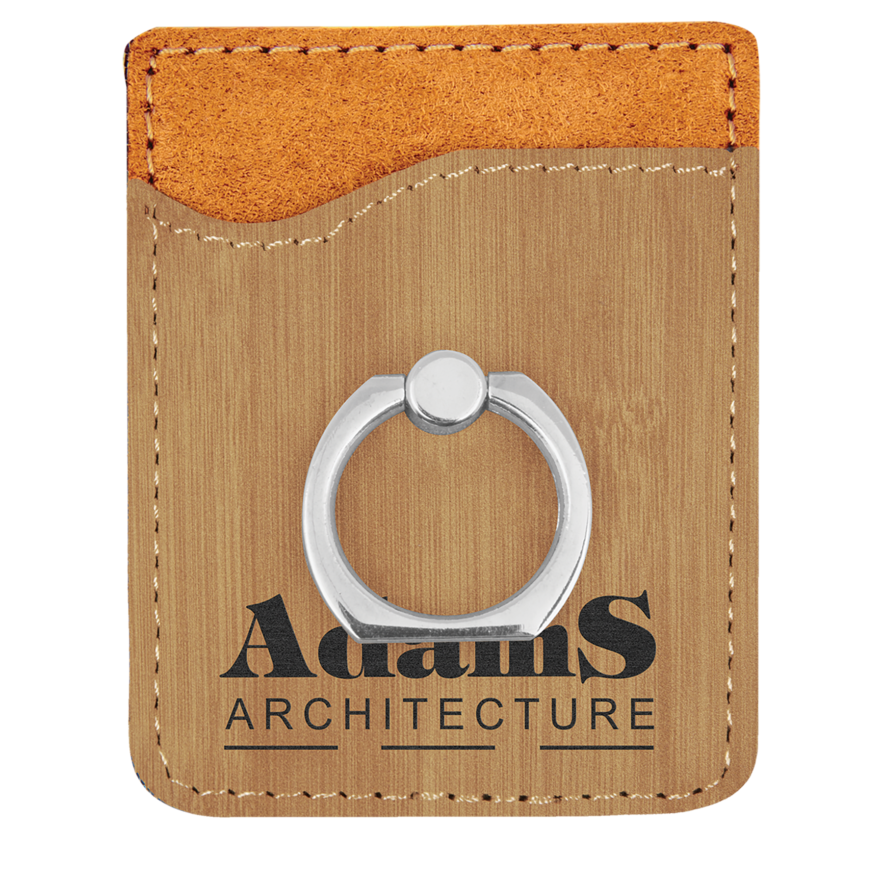 Bamboo Laserable Leatherette Phone Wallet with Ring