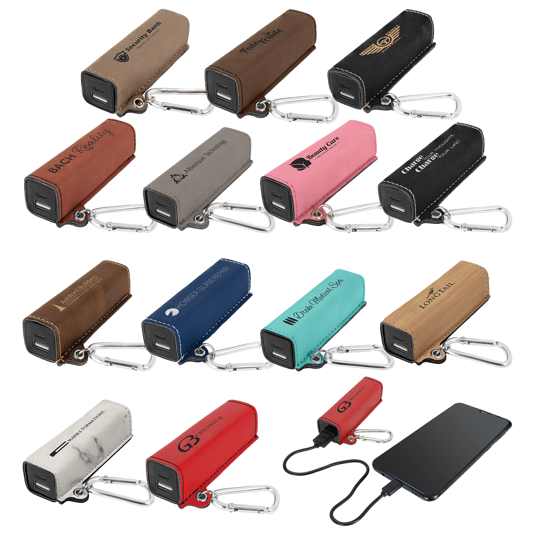 Laserable Leatherette 2200 mAh Power Bank with USB