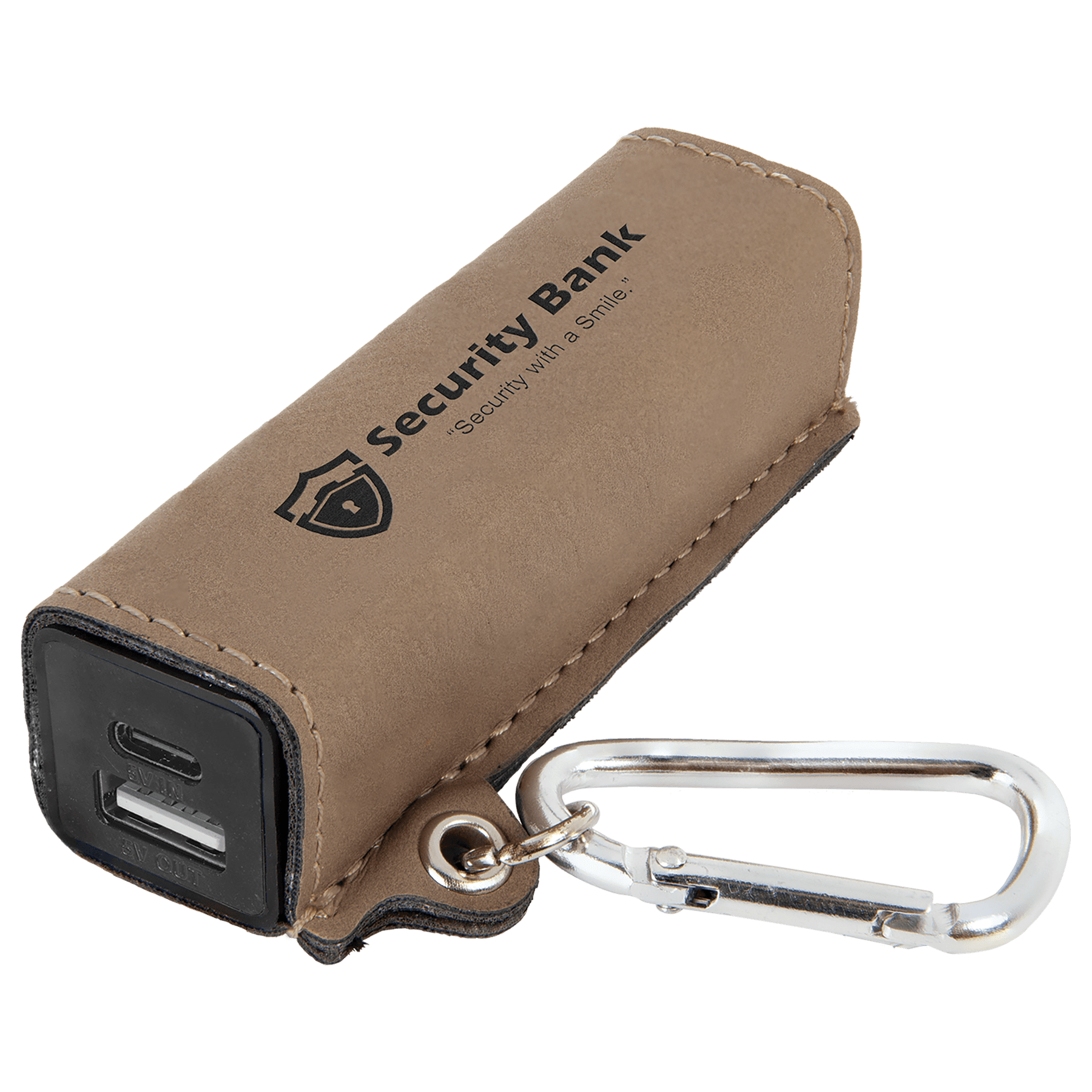 Light Laserable Leatherette 2200 mAh Power Bank with USB-C Cord